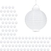 relaxdays 100 x lanterne led blanche - en papier - ronde - lanternes - sur piles