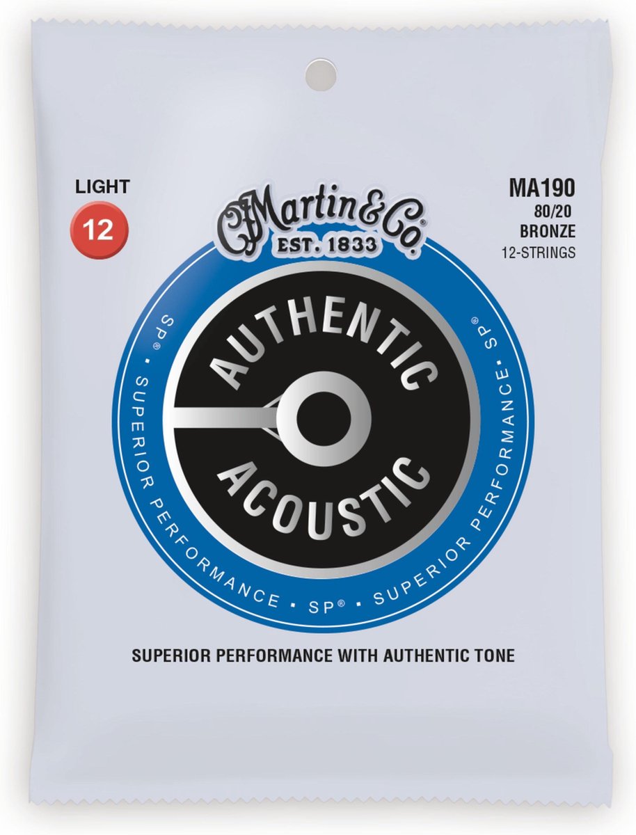 Martin Strings MA190 Authentic SP 80/20 Bronze 12-String