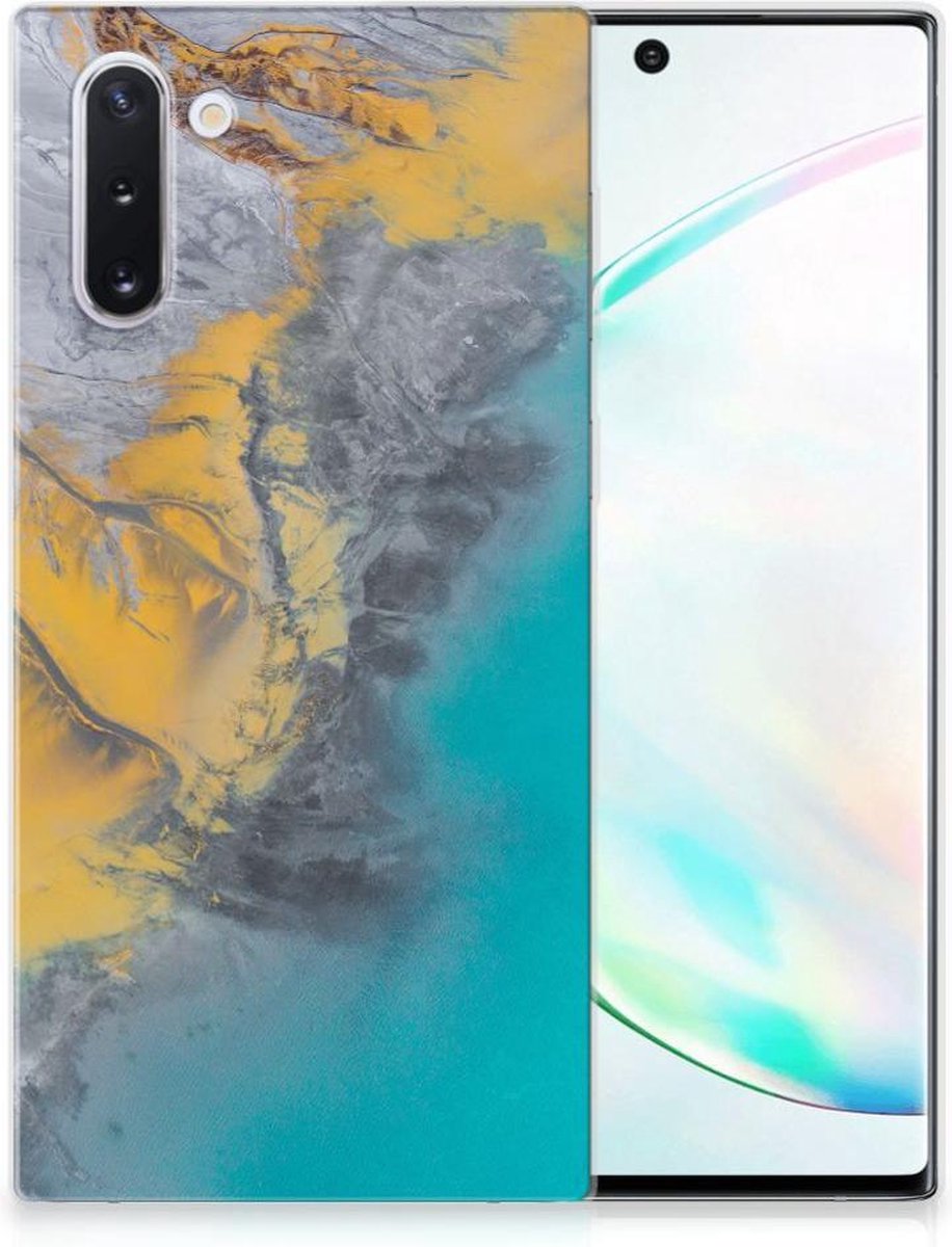 Samsung Galaxy Note 10 TPU Siliconen Hoesje Marble Blue Gold