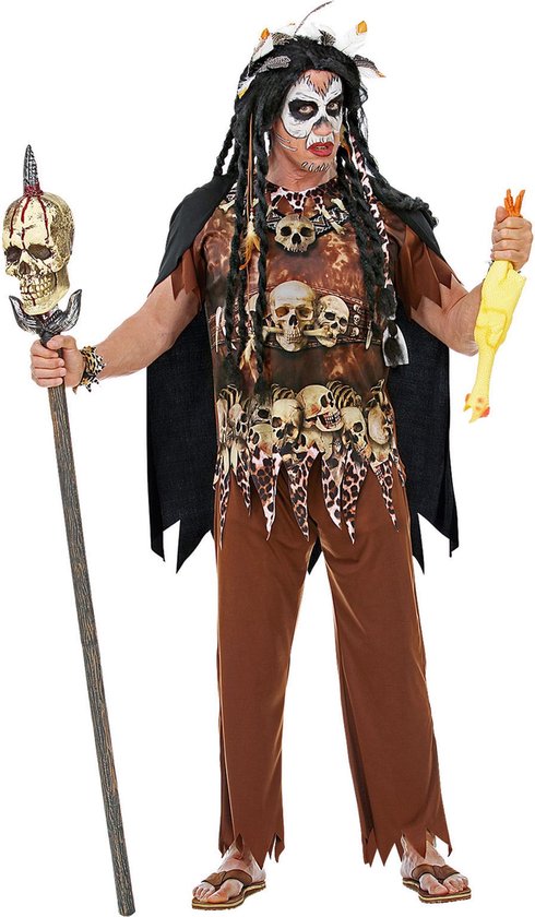 WIDMANN - Bruine voodoo priester outfit voor volwassenen - L - Volwassenen kostuums