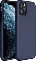 Silicone case geschikt voor Apple iPhone 11 Pro Max - blauw + Glazen Screenprotector