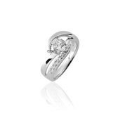 Jewels Inc. - Ring - Fantasie gezet met Zirkonia Stenen - 9mm Breed - Maat 62 - Gerhodineerd Zilver 925