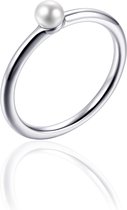 Jewels Inc. - Ring - Met parel - 4mm Breed - Maat 48 - Gerhodineerd Zilver 925