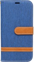 ADEL Kunstleren Book Case Hoesje Geschikt voor Samsung Galaxy J3 (2015)/ J3 (2016) - Stoffen Design Blauw