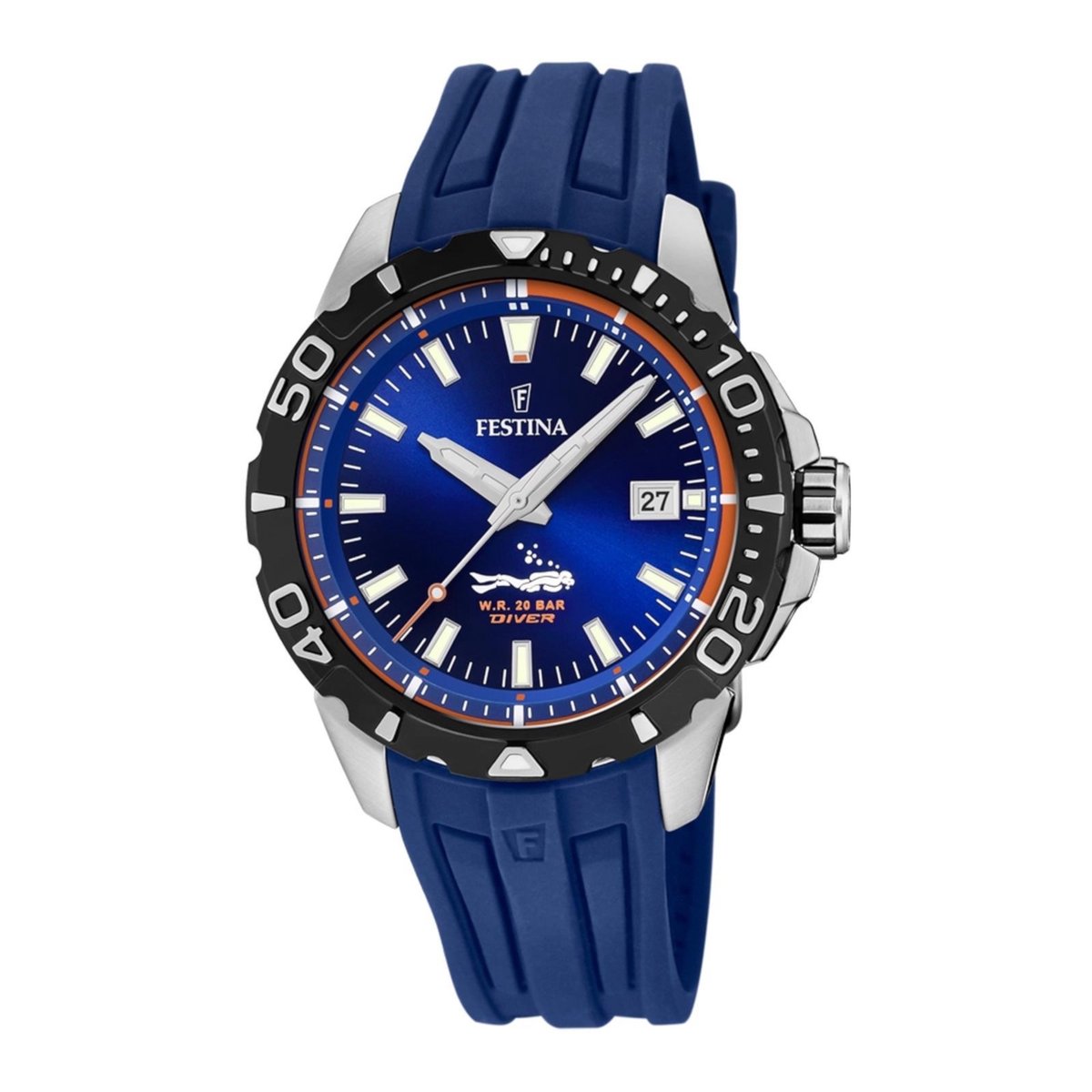 Festina The Originals Diver Horloge - Festina heren horloge - Blauw - diameter 44.5 mm - roestvrij staal