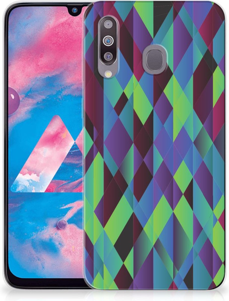 Samsung Galaxy M30 TPU Hoesje Abstract Green Blue