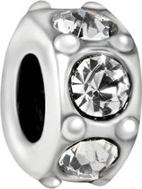 Quiges - 925 - Zilveren - Bedels -Sterling zilver - Beads - Zirkonia Transparant Kraal Charm - Geschikt – voor - alle bekende merken - Armband Z164