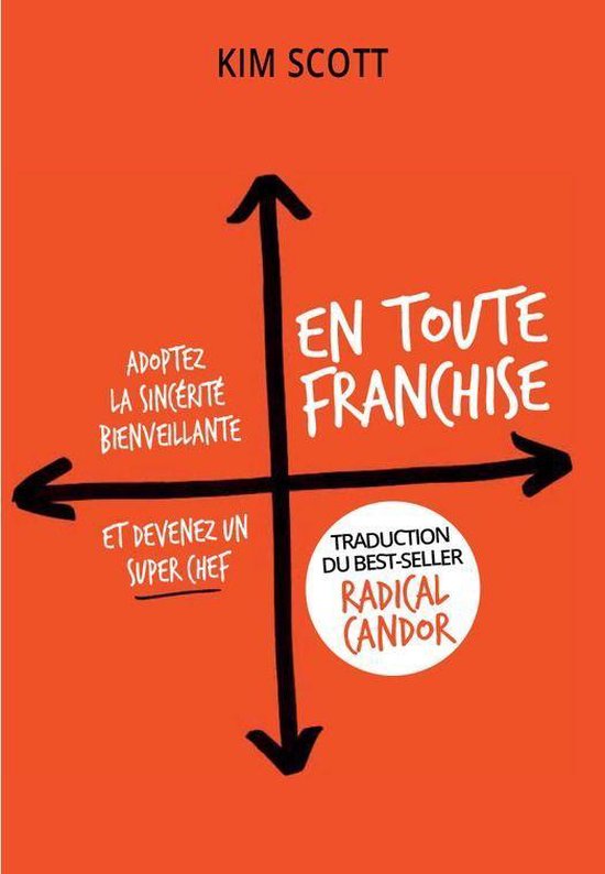 Couverture orange avec un graphique en croix noir et le titre 'En toute franchise' en lettres blanches.