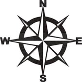 Kompas Hout 50 x 50 cm Black - Wanddecoratie