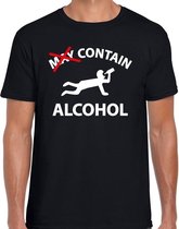 May contain alcohol drank fun t-shirt zwart voor heren - drank drink shirt kleding L