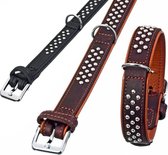 Karlie rondo halsband met klinknagels bruin