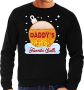 Foute Kerst trui / sweater -  Daddy his favorite balls - bier / beer / drank - zwart voor heren - kerstkleding / kerst outfit S (48)