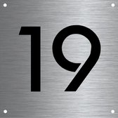 RVS huisnummer 12x12cm nummer 19