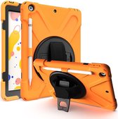 iPad 10.2 2019 / 2020 / 2021 Hoesje met Verstelbare Handriem Oranje