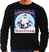 Foute Friesland Kersttrui / sweater - Christmas in Fryslan we know how to party - zwart voor heren - kerstkleding / kerst outfit M (50)