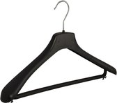 De Kledinghanger Gigant - 50 x Mantel / kostuumhanger kunststof zwart met schouderverbreding en broeklat, 42 cm