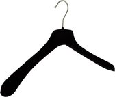 De Kledinghanger Gigant - 50 x Mantel / kostuumhanger kunststof velours zwart met schouderverbreding, 45 cm