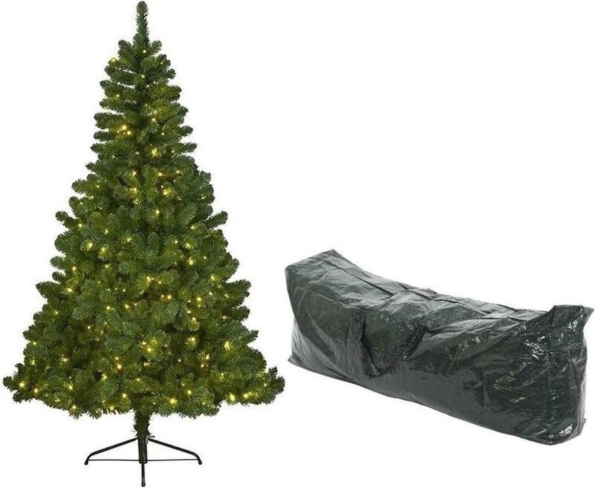 Kunst kerstboom Imperial Pine met verlichting en opbergzak - 770 takken - 210 cm dennengroen - Kunstkerstbomen en opbergzakken