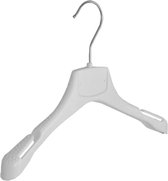 De Kledinghanger Gigant - 10 x Kinderhanger kunststof wit met schouderverbreding en rokinkepingen, 32 cm