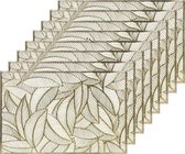 8x Gouden bladeren placemats 30 x 45 cm rechthoek - Goud thema tafeldecoraties versieringen