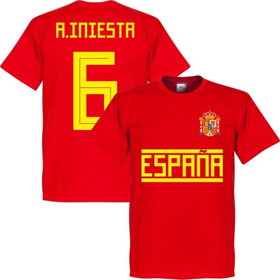 Spanje A. Iniesta 6 Team T-Shirt  - XS