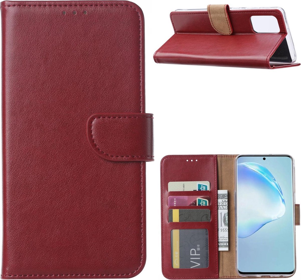 Bookcover Case Samsung Galaxy S20 Plus Bordeaux met Pasjeshouder