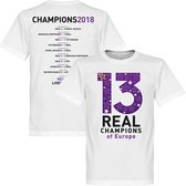 Real Madrid 13 Times Champions League Winners T-Shirt - Wit - XXL