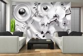 Silver Grey Floral Modern Abstract Photo Wallcovering