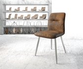 Gestoffeerde-stoel Vinjo-Flex 4-poot conisch roestvrij staal bruin antiek