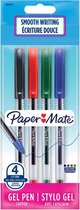 Paper Mate-gelpennen | Gladde naaldpunt (0,5 mm) | zwarte, blauwe, rode en groene inkt | 4 stuks