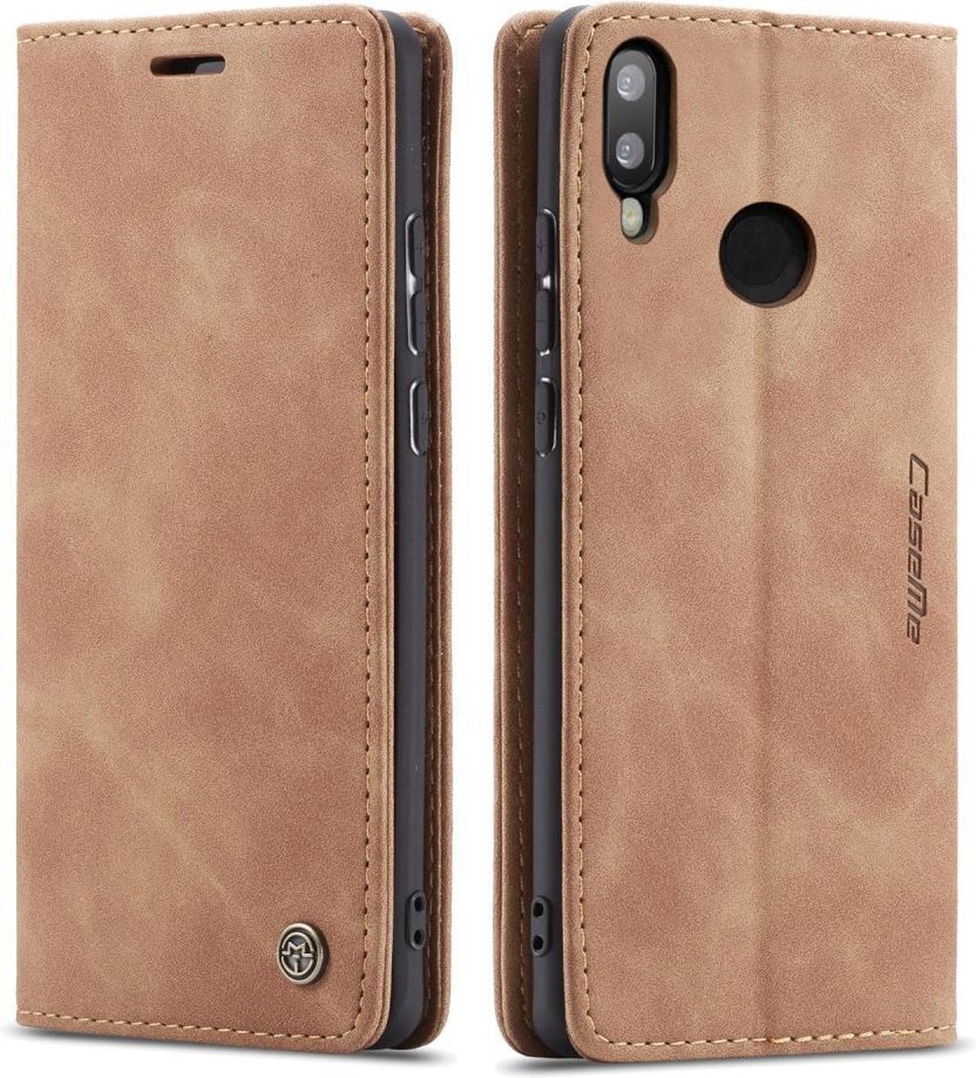 CaseMe Book Case - Geschikt voor Huawei P Smart (2019) Hoesje - Bruin