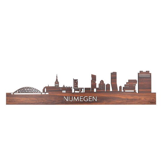 Skyline Nijmegen Palissander hout - 120 cm - Woondecoratie - Wanddecoratie - Meer steden beschikbaar - Woonkamer idee - City Art - Steden kunst - Cadeau voor hem - Cadeau voor haar - Jubileum - Trouwerij - WoodWideCities