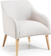Kave Home - Bobly fauteuil in beige met houten poten en natuurlijke afwerking