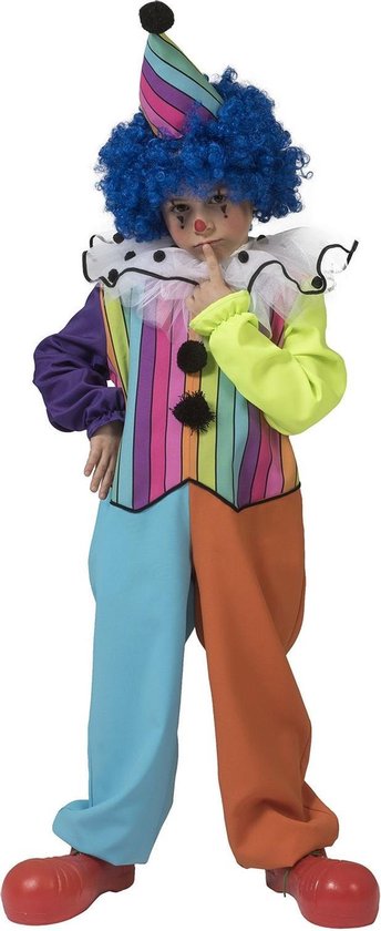 Regenboog Clown Jongen - Maat: 98