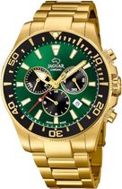 Jaguar Executive Horloge - Jaguar heren horloge - Groen - diameter 44 mm - goud gecoat roestvrij staal