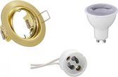 LED Spot Set - Trion - GU10 Fitting - Dimbaar - Inbouw Rond - Mat Goud - 6W - Helder/Koud Wit 6400K - Kantelbaar Ø83mm - BES LED