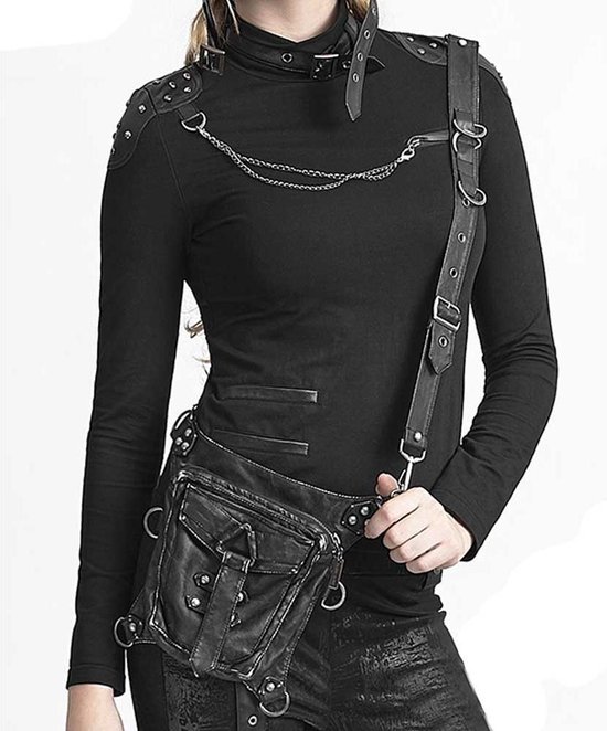 Oximoron tas met studs en gespen zwart - Gothic Metal Steampunk - One size  - Punk Rave | bol.com