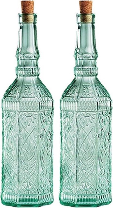 Scheur Snoep Welvarend 2x Sierlijke decoratie fles met kurk - glazen deco fles | bol.com