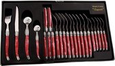 PRADEL EXCELLENCE Huisvrouw 24 stuks - Rood marmeren handvat - Volledige zijde