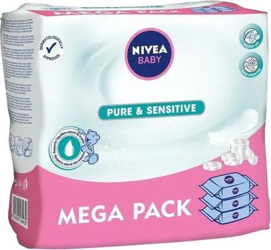Lingettes Nivea Baby Pure & Sensitive - 3 x 63 lingettes | bol.com