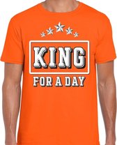 Koningsdag t-shirt King for a day oranje voor heren - Kingsday shirt / kleding XXL