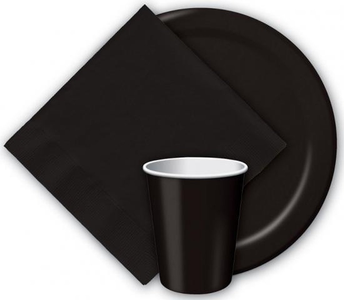 16x Zwarte papieren feest bekertjes 256 ml - Wegwerpbekertjes zwart van papier - Halloween/themafeest tafeldecoratie