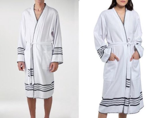 Hamam Badjas Krem Sultan Kimono White Black - S - unisex - hotelkwaliteit -  sauna... | bol.com