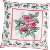 Thea Gouverneur - Borduurpakket met telpatroon - 2034 - Voorgesorteerde DMC Garens - Rozen Boeket kussen - Jobelan - 35 cm x 35 cm - DIY Kit