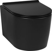Saqu Trend Hangtoilet - Toiletpot - WC-pot - Compact - Randloos - Mat Zwart