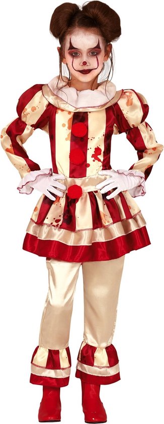 Fiestas Guirca - Striped Clown Girl (7-9 jaar) - Halloween Kostuum voor kinderen - Halloween - Halloween kostuum meisjes