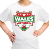 Welsh / Wales schild supporter  t-shirt wit voor kinderen 146/152
