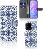 Flip Case Geschikt voor Samsung Galaxy S20 Ultra Hoesje Flower Blue