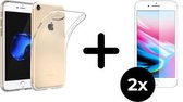 iPhone 7 Hoesje Transparant - Siliconen Case - 2x Tempered Glass Screenprotector