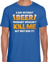 Oktoberfest A day Without Beer drank fun t-shirt blauw voor heren - bier drink shirt kleding XL
